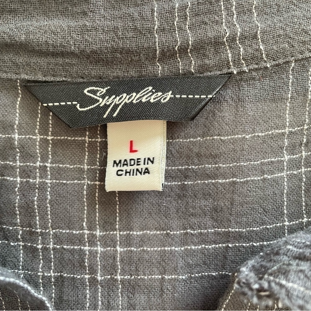 Liz Gauze Cotton Blend Supplies by Union Bay Galaxy Gray Mini White Plaid Shirt - Picture 5 of 8